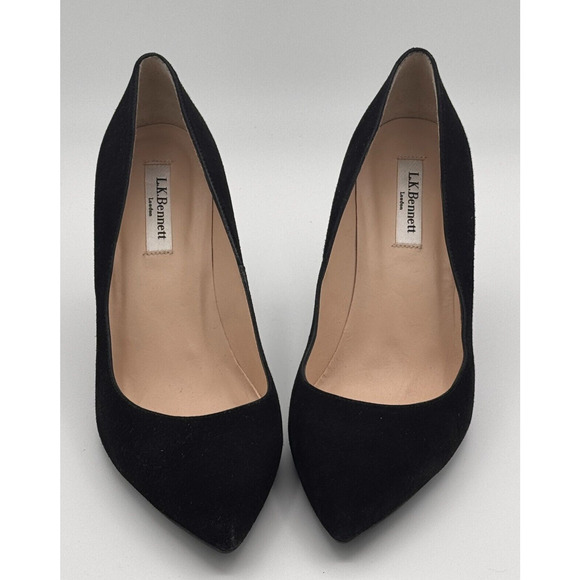LK Bennett London Pump Womens 40 US 9 1/2 Black Suede Shoes 3” Heel. Excellent. - Picture 4 of 6